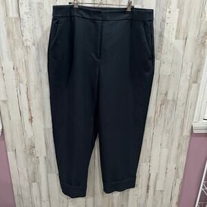 Abercrombie & Fitch Black Pleated Cuffed Trousers Pants Womens Size 33 Plus